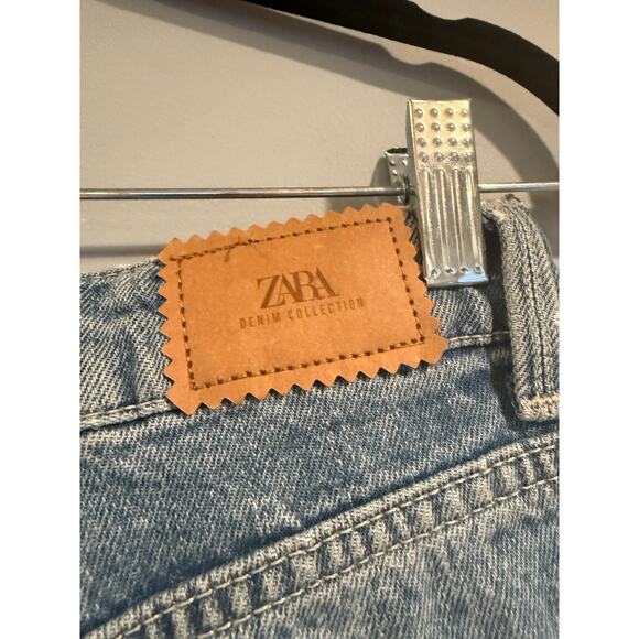 ZARA Denim Collection High Rise Distressed Mom Jeans - Picture 4 of 6